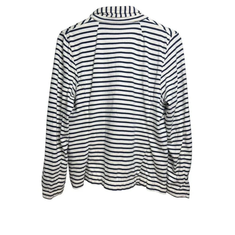 J. Crew Women’s L 100% Cotton Striped Navy & Off White Summer Blazer